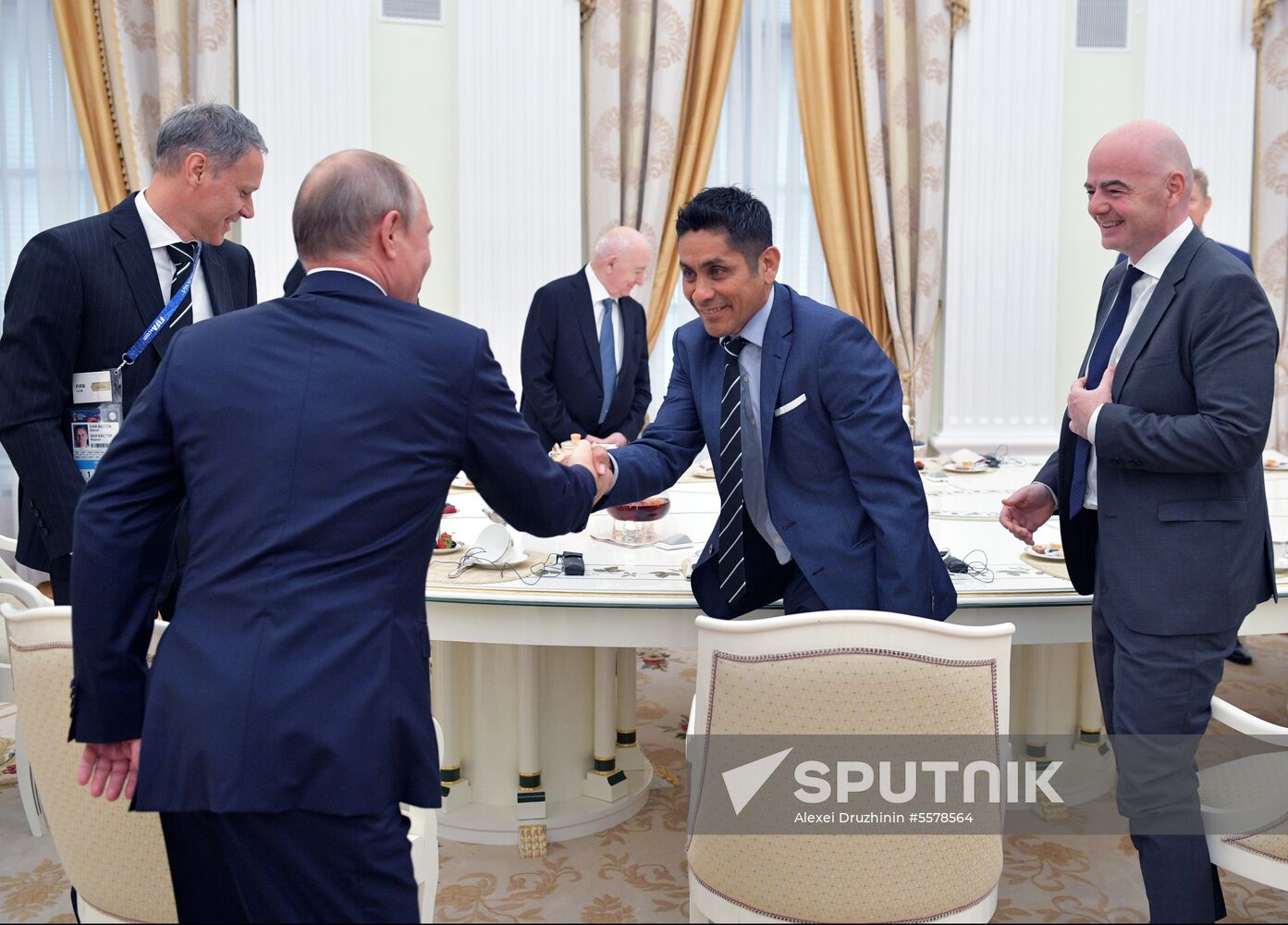 President Vladimir Putin meets with world football legends