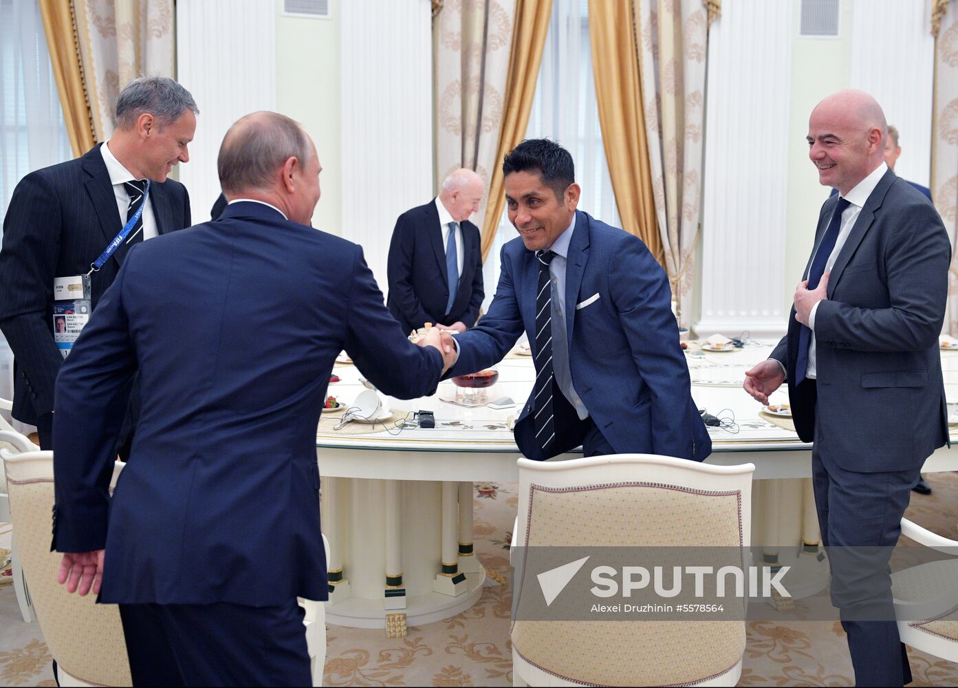 President Vladimir Putin meets with world football legends
