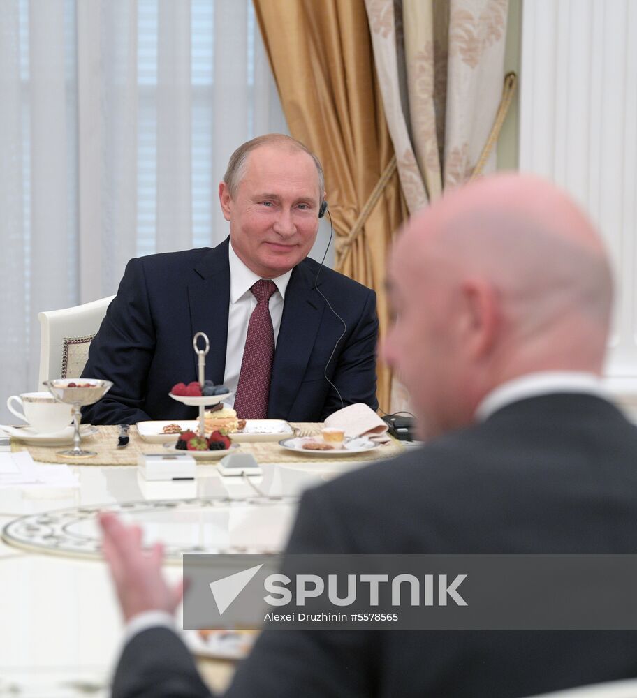 President Vladimir Putin meets with world football legends