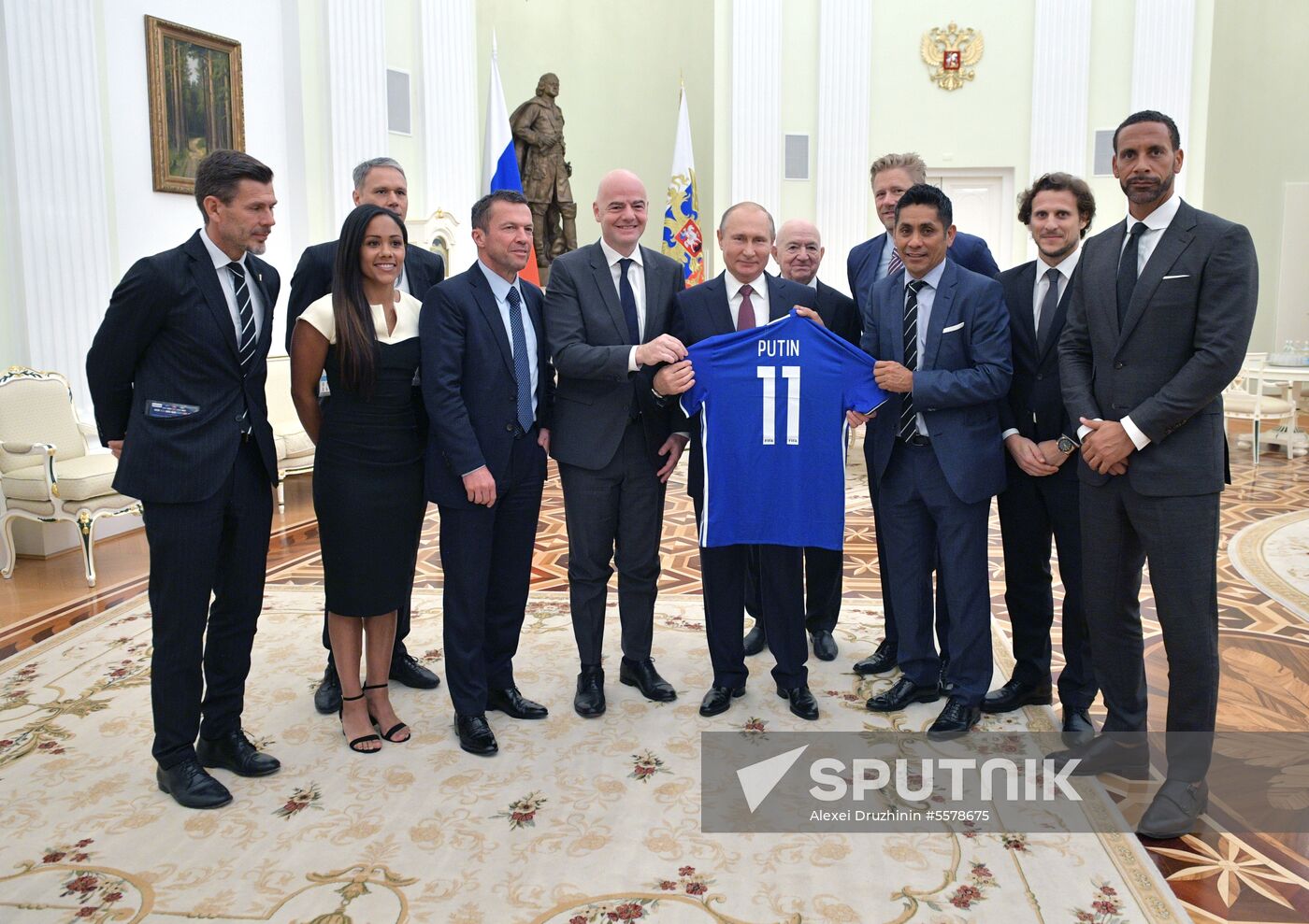 President Vladimir Putin meets with world football legends