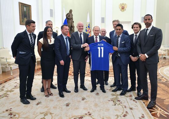 President Vladimir Putin meets with world football legends