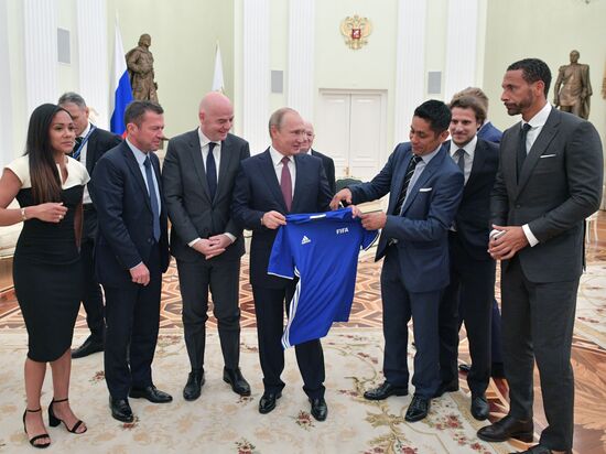 President Vladimir Putin meets with world football legends