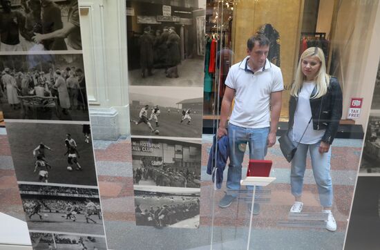 Football paraphernalia exhibition Qatar @RoadTo2022 at GUM Department Store