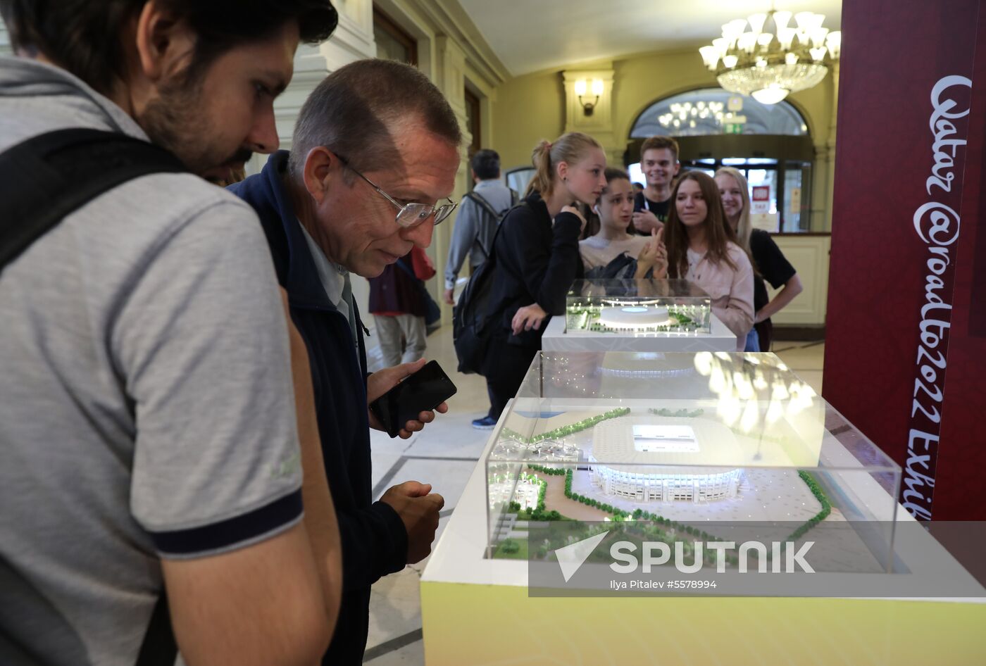 Football paraphernalia exhibition Qatar @RoadTo2022 at GUM Department Store