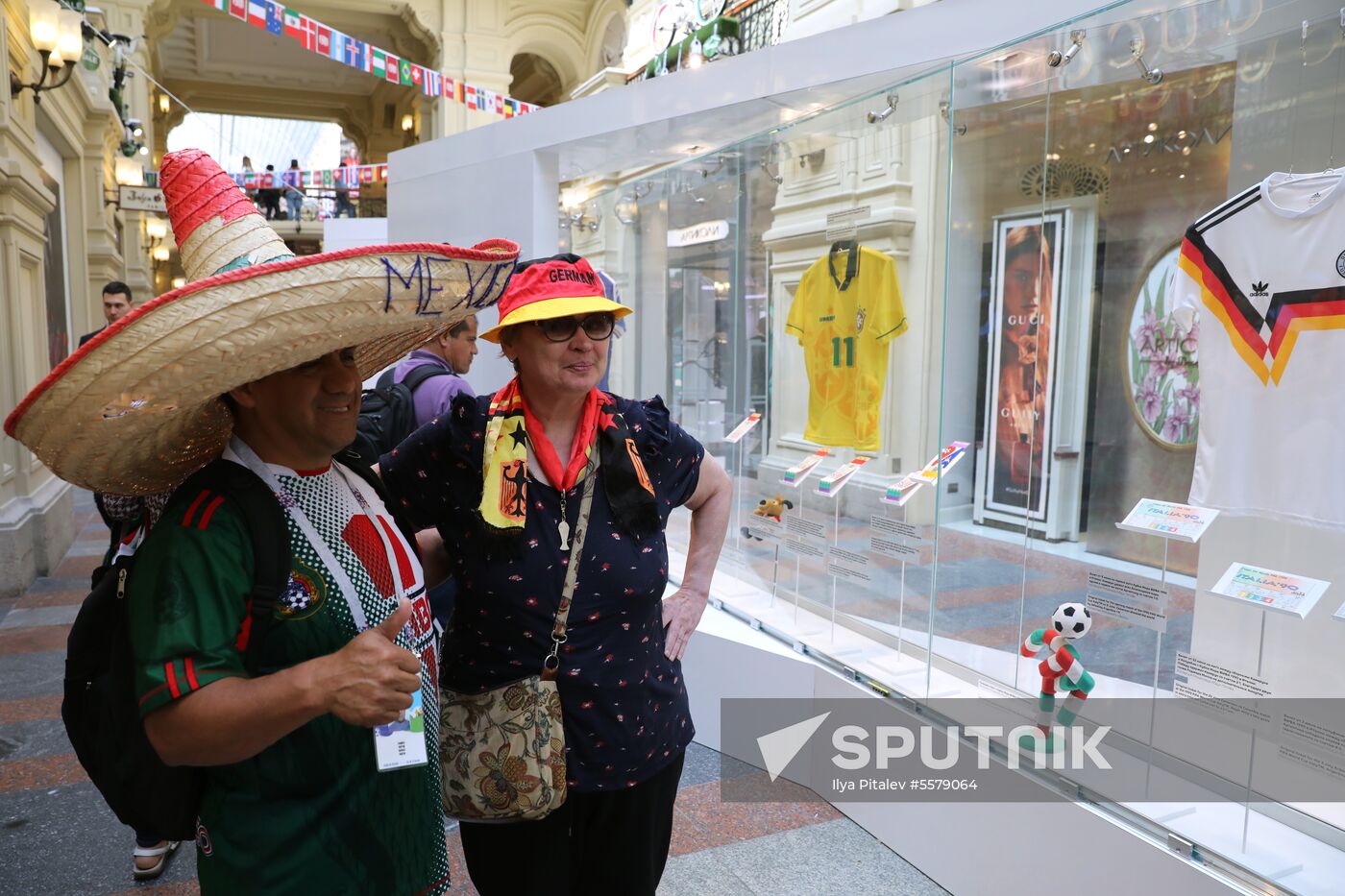 Football paraphernalia exhibition Qatar @RoadTo2022 at GUM Department Store