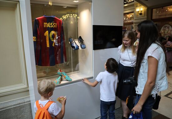 Football paraphernalia exhibition Qatar @RoadTo2022 at GUM Department Store