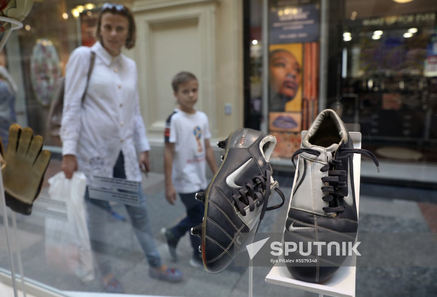 Football paraphernalia exhibition Qatar @RoadTo2022 at GUM Department Store