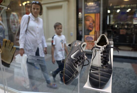 Football paraphernalia exhibition Qatar @RoadTo2022 at GUM Department Store