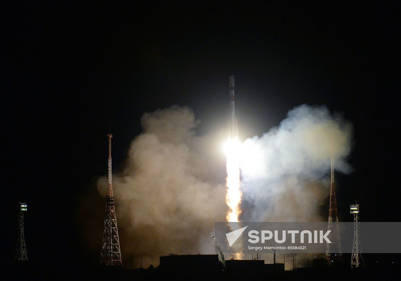 Launch of Soyuz-2.1A booster rocket with Progress-MS-09 transport vehicle from Baikonur