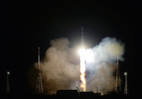 Launch of Soyuz-2.1A booster rocket with Progress-MS-09 transport vehicle from Baikonur
