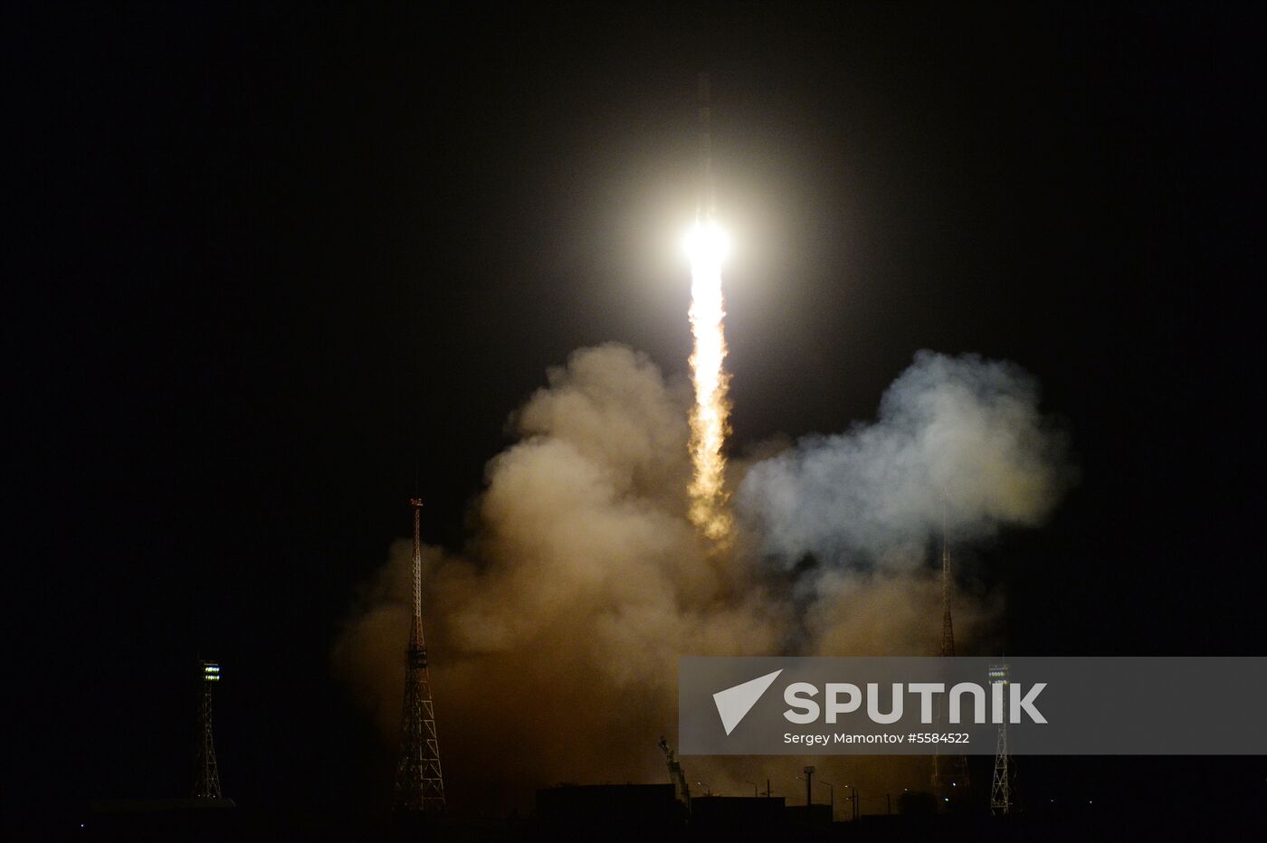 Launch of Soyuz-2.1A booster rocket with Progress-MS-09 transport vehicle from Baikonur