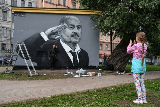 Cherchesov graffiti in St. Petersburg