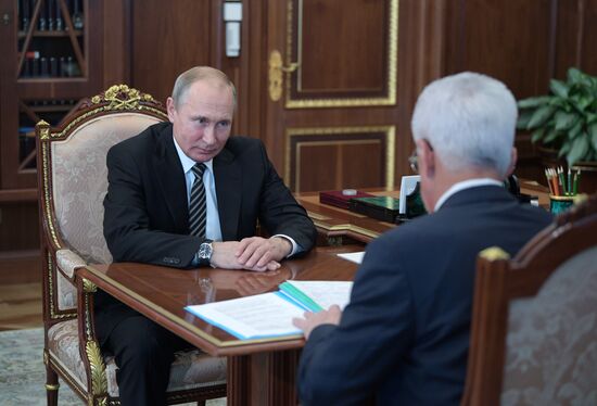 President Vladimir Putin meets with acting head of Dagestan Vladimir Vasilyev