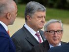 From left: Prime Minister of Albania Edi Rama, President of Ukraine Petro Poroshenko, and President of the European Commission Jean-Claude Juncker at the NATO summit of heads of state and government at the new NATO headquarters in Brussels. Location: Belgium, Brussels. Author: Alexey Vitvitsky/Sputnik. NATO Summit in Brussels. Day one