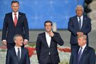 NATO Secretary General Jens Stoltenberg, Prime Minister of Greece Alexis Tsipras and US President Donald Trump, 1st row from left, and President of Poland Andrzej Duda and Prime Minister of Portugal Antonio Costa, 2nd row from left, at the NATO summit of heads of state and government in Brussels. Location: Belgium, Brussels. Author: Alexey Vitvitsky/Sputnik. NATO Summit in Brussels. Day one