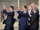 Luxembourg Prime Minister Xavier Bettel and Armenian Prime Minister Nikol Pashinyan, from left, at the NATO summit of heads of state and government at the NATO headquarters in Brussels. Location: Belgium, Brussels. Author: Alexey Vitvitsky/Sputnik. NATO Summit in Brussels. Day one