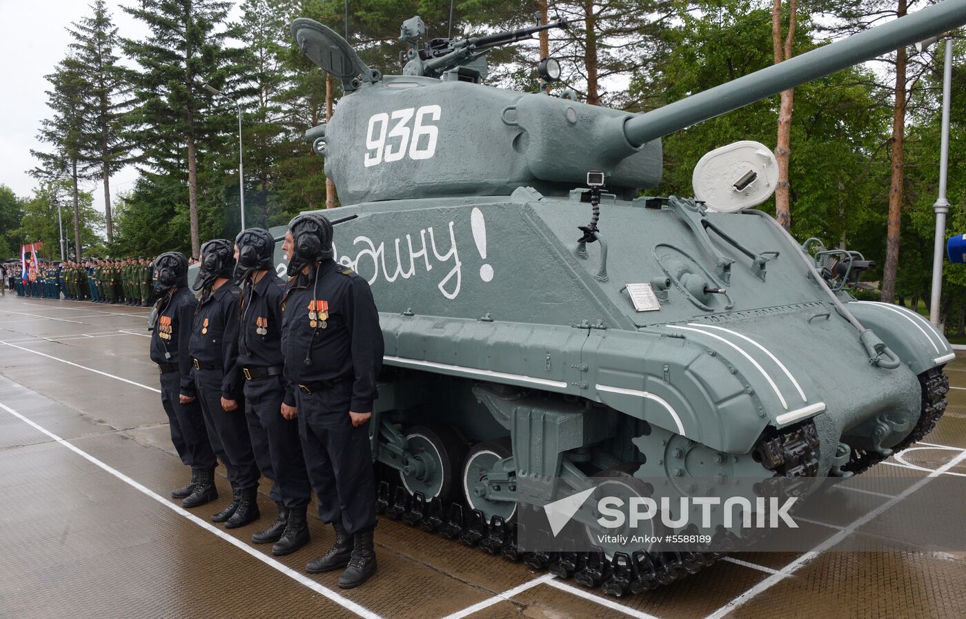 WWII Sherman tank restored by the military in Primorye Territory
