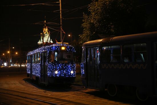 Decorated streetcar for Moscow Transport Day