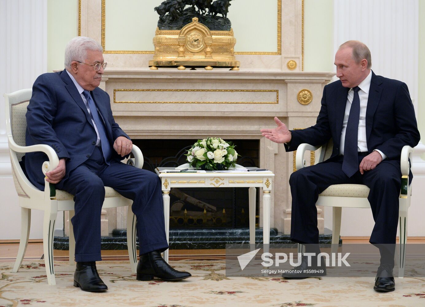 President Vladimir Putin meets with Palestinian President Mahmoud Abbas