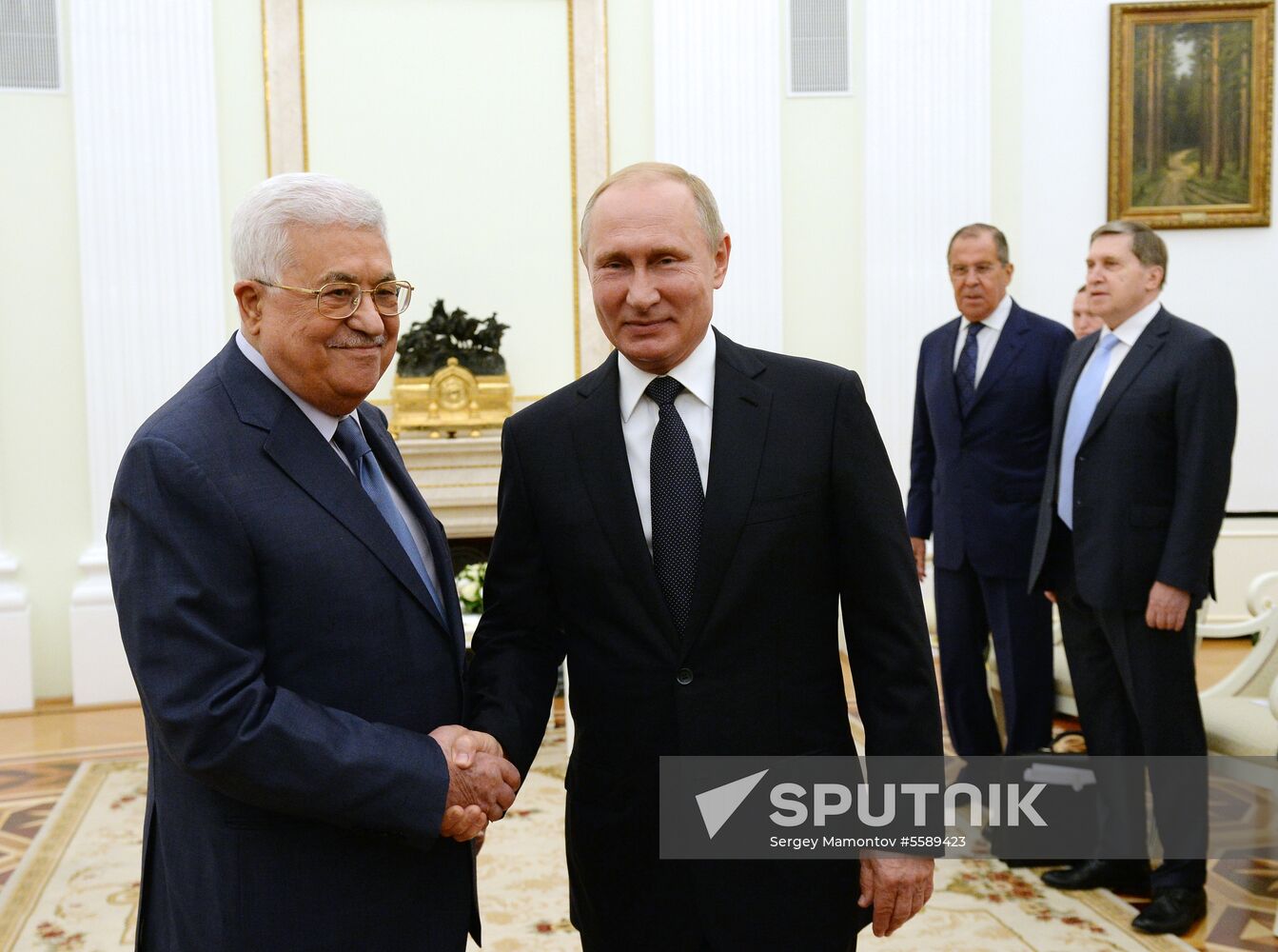 President Vladimir Putin meets with Palestinian President Mahmoud Abbas