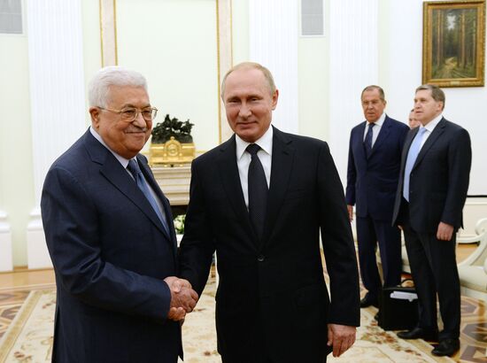 President Vladimir Putin meets with Palestinian President Mahmoud Abbas
