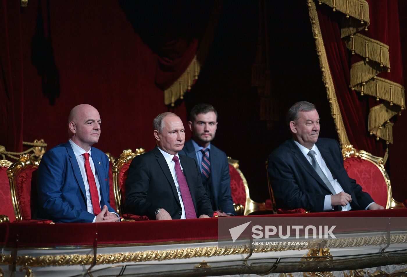 President Vladimir Putin visits gala concert of world opera stars in Bolshoi Theater