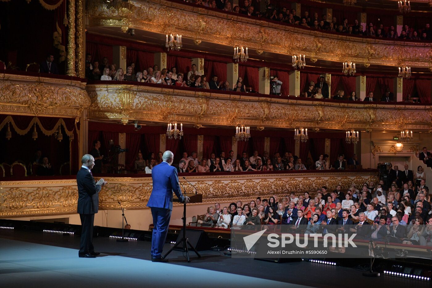 President Vladimir Putin visits gala concert of world opera stars in Bolshoi Theater
