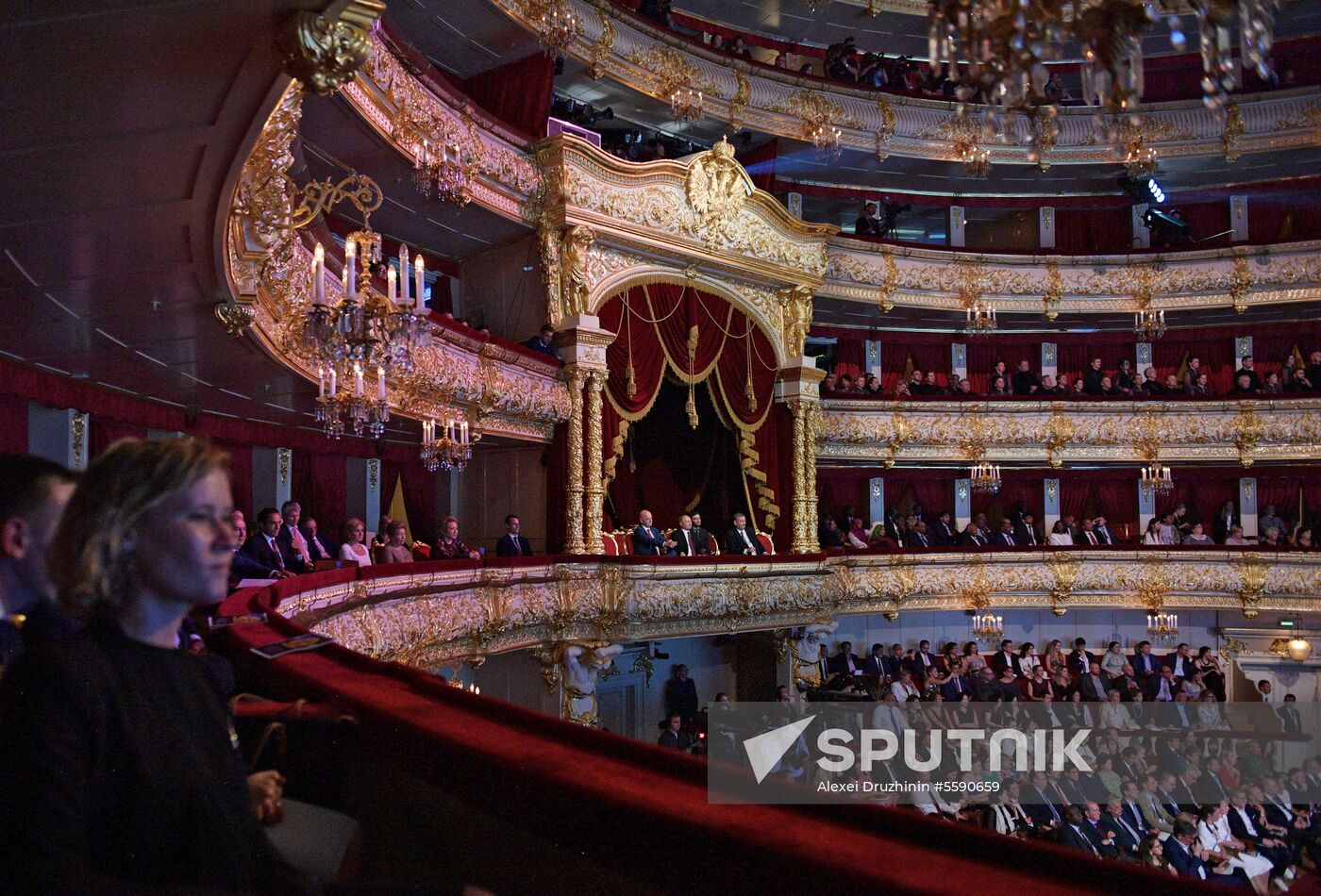 President Vladimir Putin visits gala concert of world opera stars in Bolshoi Theater