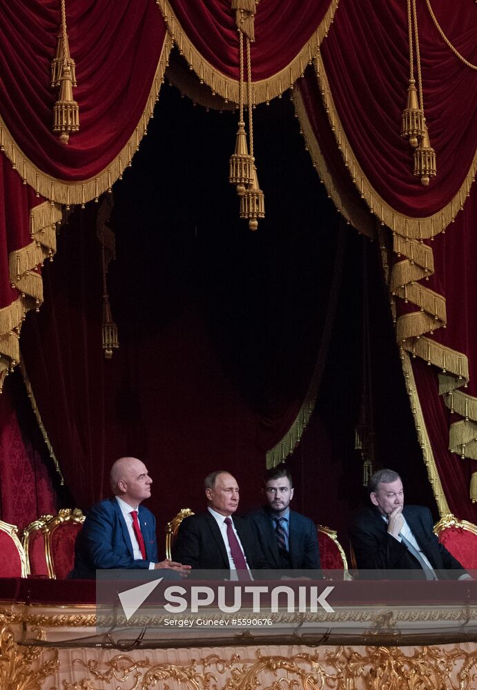President Vladimir Putin visits gala concert of world opera stars in Bolshoi Theater