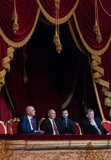 President Vladimir Putin visits gala concert of world opera stars in Bolshoi Theater