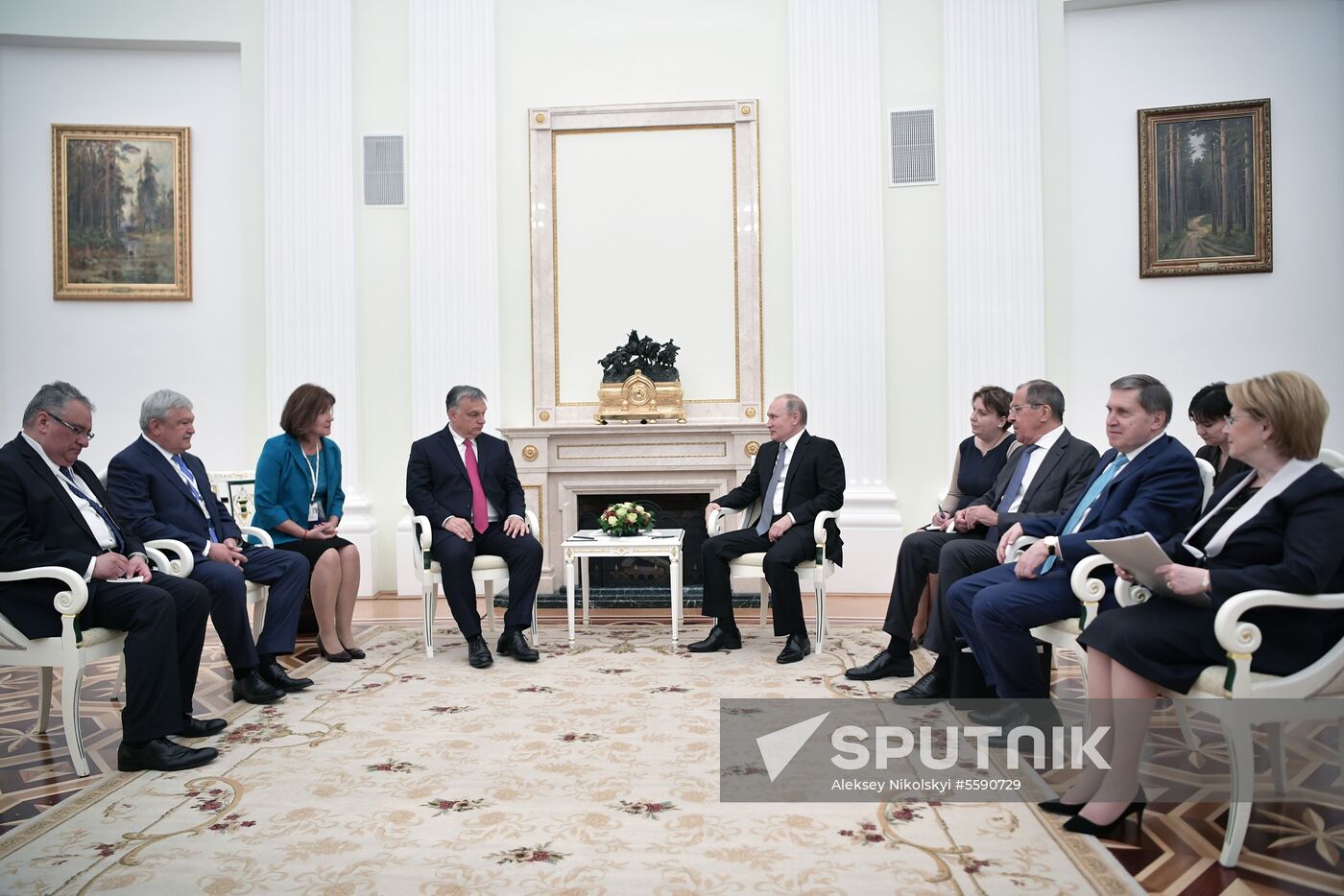Russian President Vladimir Putin meets with Hungarian Prime Minister Viktor Orban