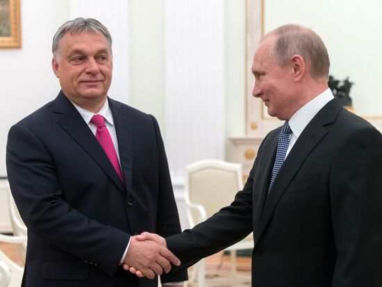 Russian President Vladimir Putin meets with Hungarian Prime Minister Viktor Orban