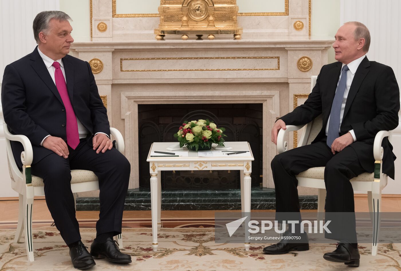 Russian President Vladimir Putin meets with Hungarian Prime Minister Viktor Orban