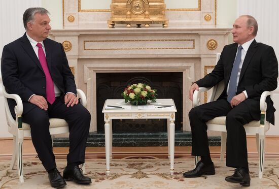 Russian President Vladimir Putin meets with Hungarian Prime Minister Viktor Orban