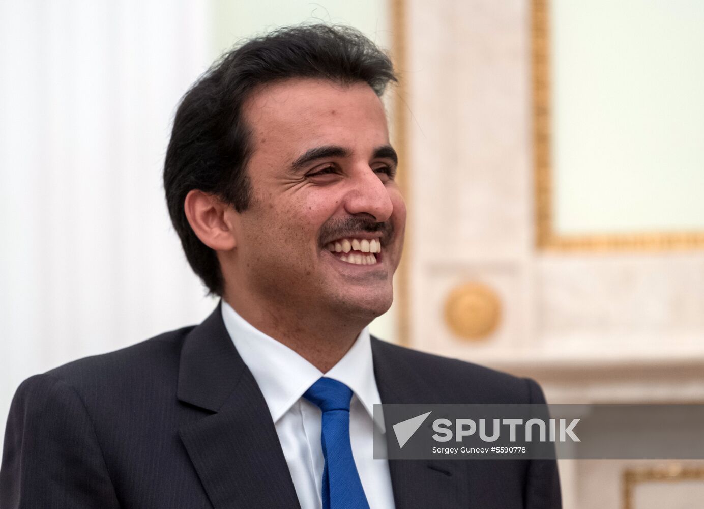 President Vladimir Putin meets with Qatari Emir Tamim bin Hamad Al Thani