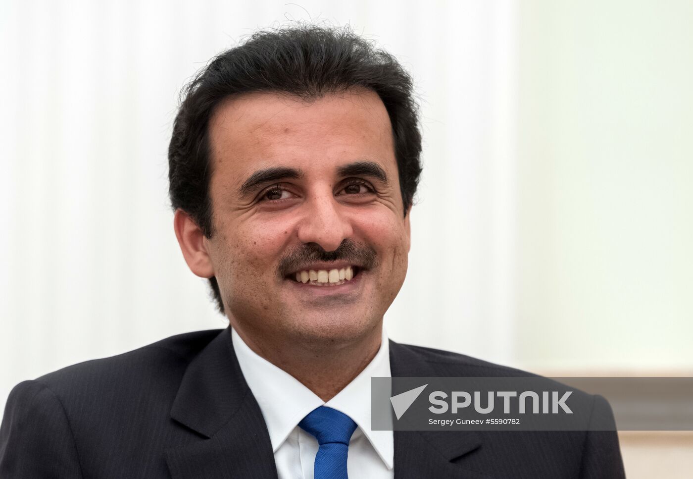 President Vladimir Putin meets with Qatari Emir Tamim bin Hamad Al Thani