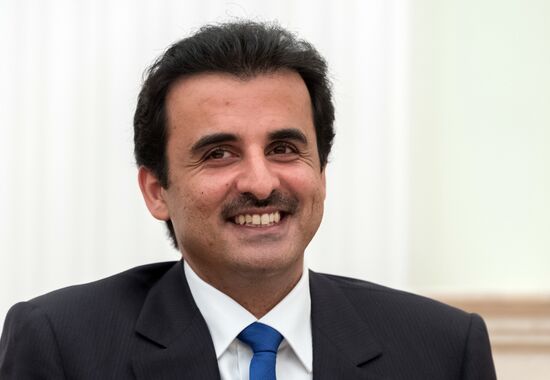 President Vladimir Putin meets with Qatari Emir Tamim bin Hamad Al Thani