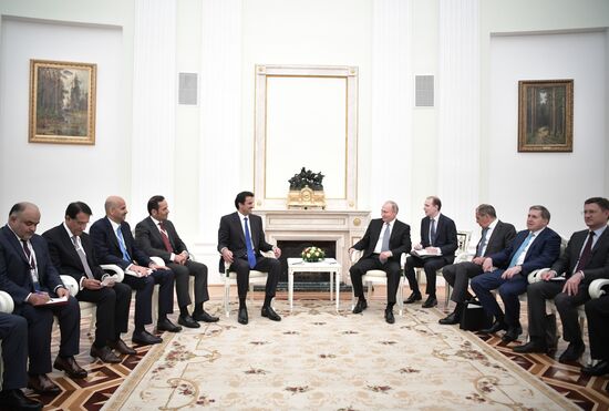 President Vladimir Putin meets with Qatari Emir Tamim bin Hamad Al Thani