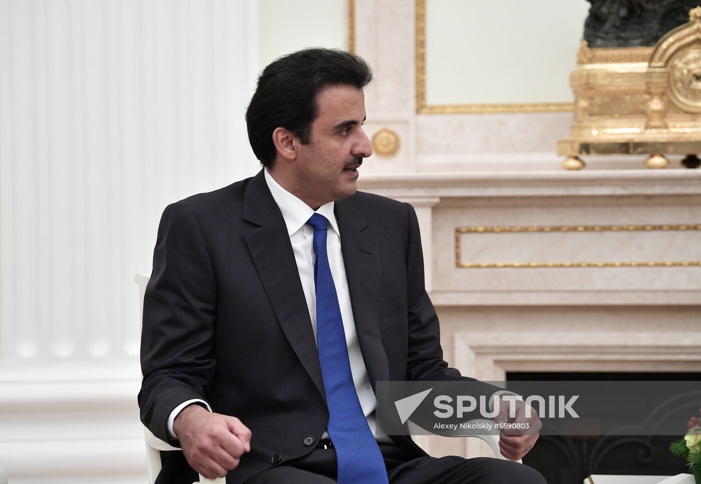 President Vladimir Putin meets with Qatari Emir Tamim bin Hamad Al Thani