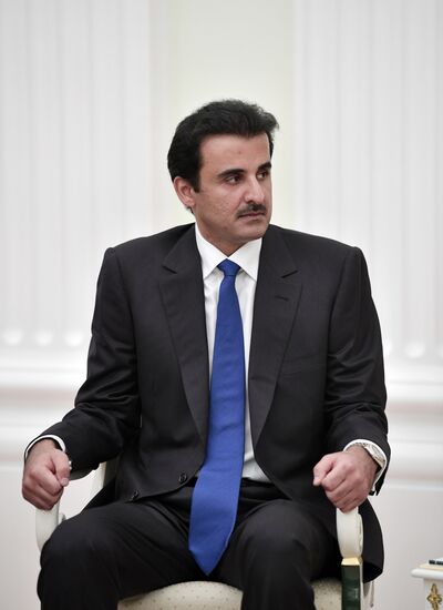 President Vladimir Putin meets with Qatari Emir Tamim bin Hamad Al Thani