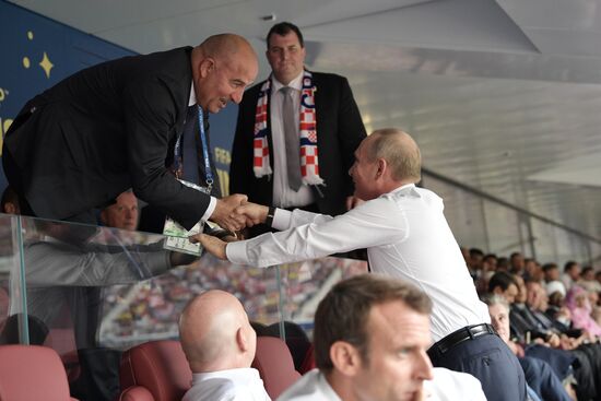 President Vladimir Putin and Prime Minister Dmitry Medvedev attend World Cup final match