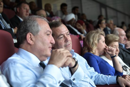 President Vladimir Putin and Prime Minister Dmitry Medvedev attend World Cup final match