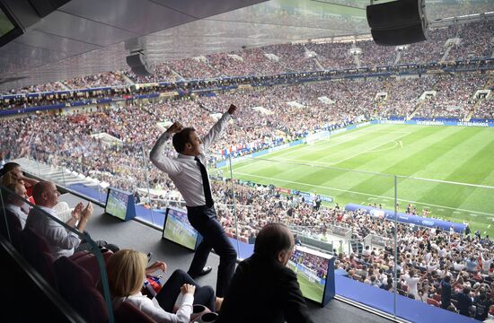 President Vladimir Putin and Prime Minister Dmitry Medvedev attend World Cup final match