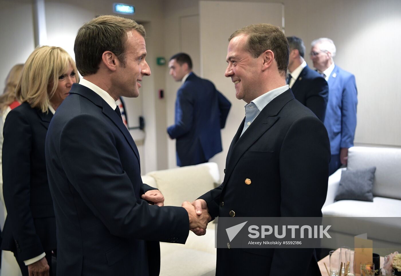 President Vladimir Putin and Prime Minister Dmitry Medvedev attend World Cup final match