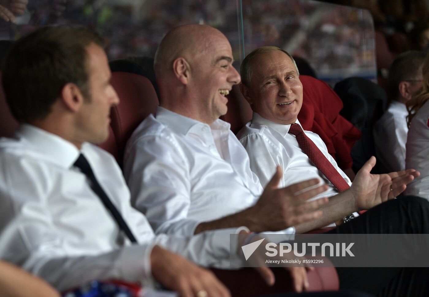 President Vladimir Putin and Prime Minister Dmitry Medvedev attend World Cup final match