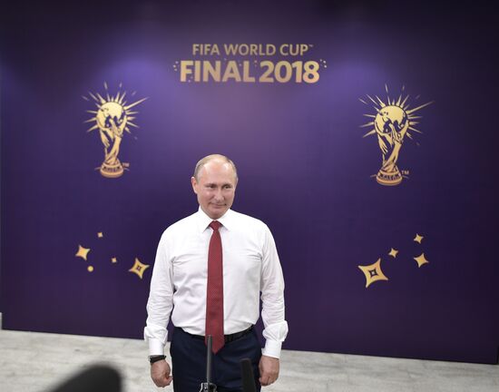 President Vladimir Putin and Prime Minister Dmitry Medvedev attend World Cup final match