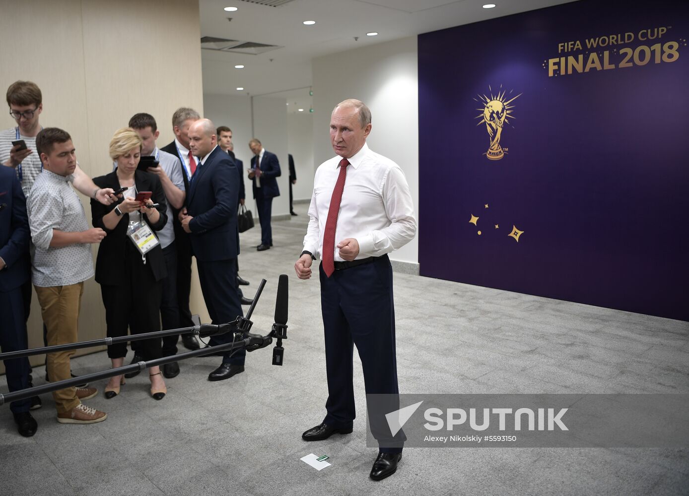 President Vladimir Putin and Prime Minister Dmitry Medvedev attend World Cup final match