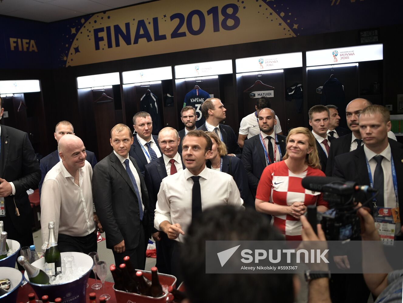 President Vladimir Putin and Prime Minister Dmitry Medvedev attend World Cup final match