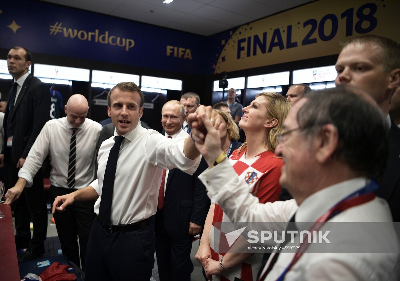 President Vladimir Putin and Prime Minister Dmitry Medvedev attend World Cup final match