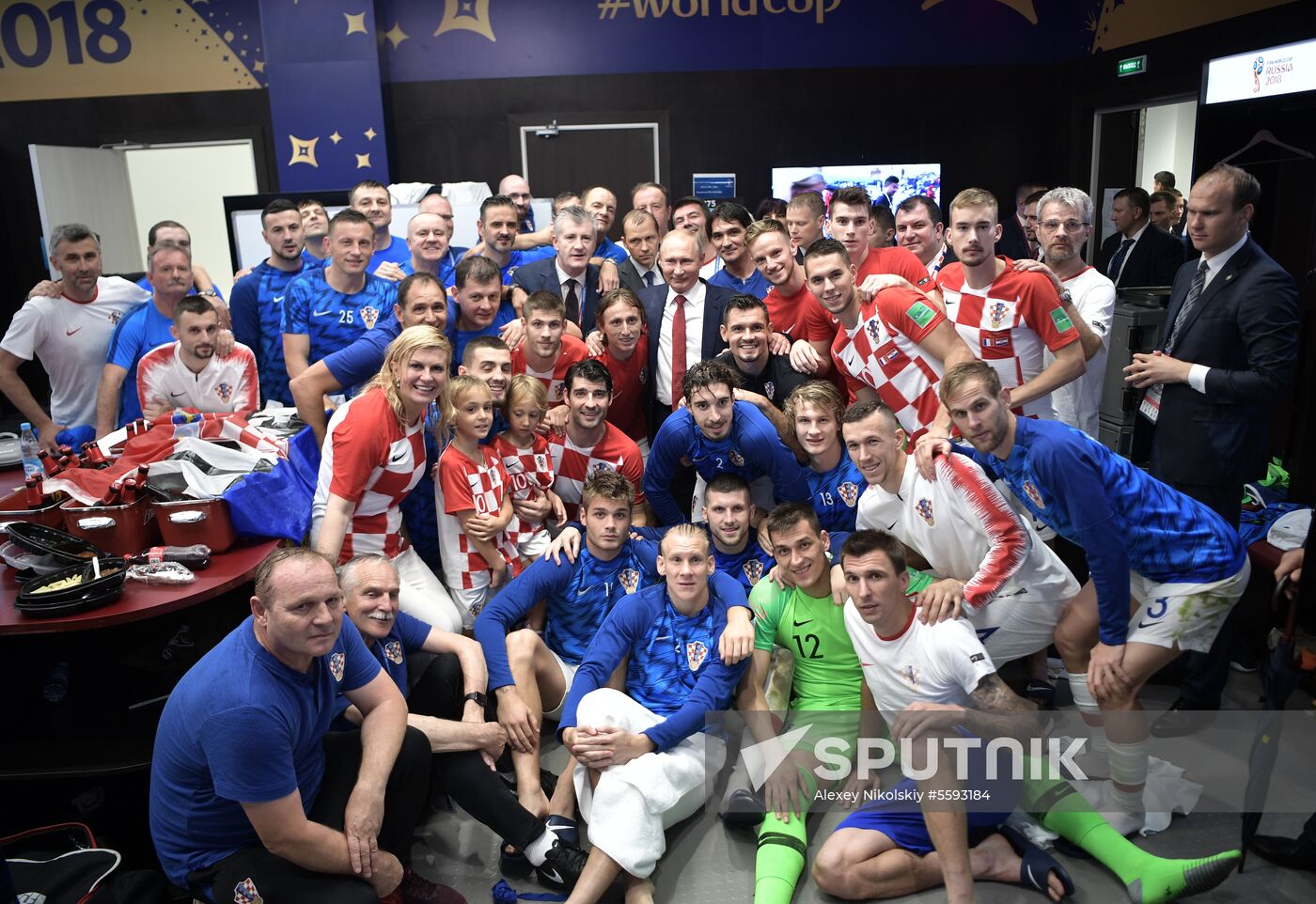 President Vladimir Putin and Prime Minister Dmitry Medvedev attend World Cup final match